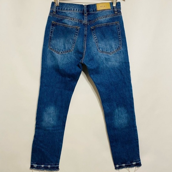 [NWOT] MNML Mens Medium Blue Red Plaid Patchwork Denim Jeans Size 36 - Picture 2 of 10